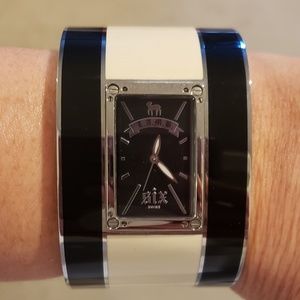 L.A.M.B enamel bracelet cuff watch